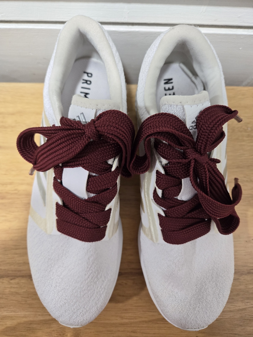 adidas Edge Lux 4 Women's Running Shoes Size 10.5 White Custom Maroon Laces